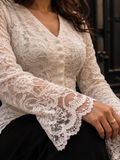Lace Button-Up Blouse