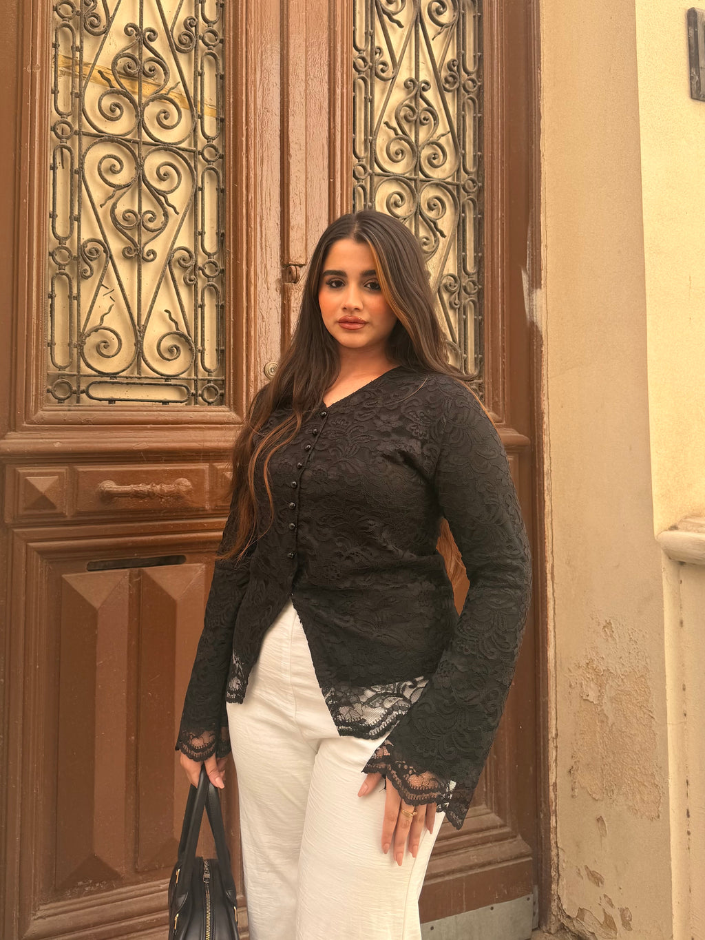 Lace Button-Up Blouse